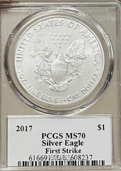 2017 American Silver Eagle PCGS-MS 70 FIRST STRIKE D. J. TRUMP
