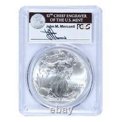 2017 American Silver Eagle PCGS MS70 First Day of Issue 1 of 1000 John Mercanti