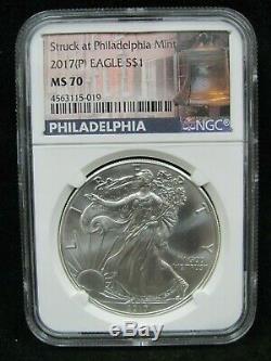 2017 (P) American Silver Eagle NGC MS 70 Struck at Philadelphia Mint