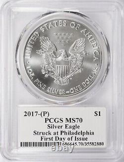 2017 (P) American Silver Eagle PCGS MS70 Mercanti First Day Of Issue