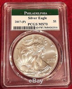2017-(P) Philadelphia Silver American Eagle MS70 PCGS Green Label