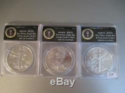 2017 P/WithS $1 SILVER AMERICAN EAGLE 3PC SILVER SET ANACS MS70 3 COINS