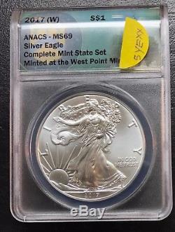2017 PSW ANACS MS69 American Silver Eagle Complete Mint State Special Edition