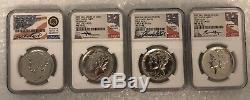 2017 Palladium American Eagle High Relief Early Releases MS 70 PL NGC 4 Coin Set