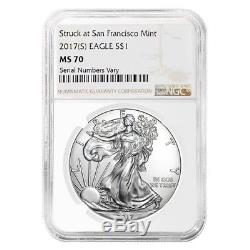 2017 (S) 1 oz Silver American Eagle $1 Coin NGC MS 70
