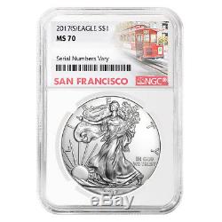 2017 (S) 1 oz Silver American Eagle $1 Coin NGC MS 70 (Trolley Label)