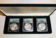 2017 (S) (P) (W) SILVER American Eagle Complete 3-Coin Mint State Set withBox-MS70