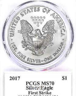 2017 Silver American Eagle Dollar PCGS MS70 Coin First Strike Trump Label ASE
