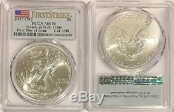 2017 (w) $1 Pcgs Ms70 Silver American Eagle Flag First Day Of Issue 1 Of 1000