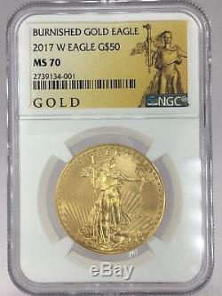 2017-W $50 1 oz Burnished American Gold Eagle NGC MS70 ALS Label Best Date Ever