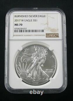2017 W Burnished American Silver Eagle Ngc Ms 70