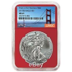 2017 (W)(S)(P) American Silver Eagle NGC MS-69 Location Labels, Color Core Set