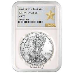 2017 (W)(S)(P) American Silver Eagle NGC MS-70 Mint Label Set