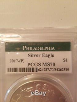 2017-(p) $1 American Silver Eagle Philadelphia Pcgs Ms70