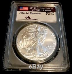 2017-p Ms70 Philadelphia Pcgs American Silver Eagle $1 John M. Mercanti