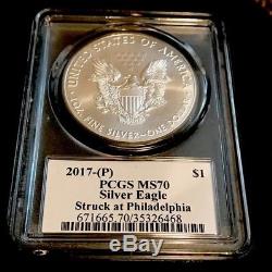 2017-p Ms70 Philadelphia Pcgs American Silver Eagle $1 John M. Mercanti