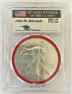 2017-s Mint Engraver Silver Eagle-pcgs Ms70-mercanti-flag-population Only 219