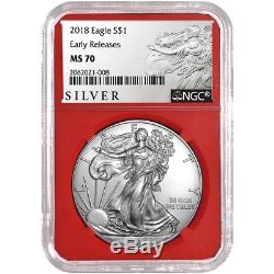 2018 $1 American Silver Eagle 3 pc. Set NGC MS70 ALS ER Label Red White Blue