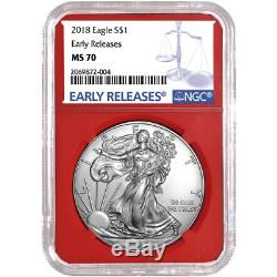 2018 $1 American Silver Eagle 3 pc. Set NGC MS70 Blue ER Label Red White Blue