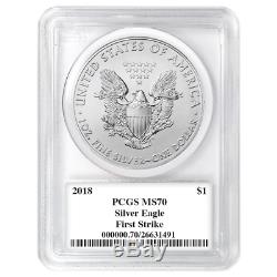 2018 $1 American Silver Eagle 3pc. Set PCGS MS70 Trump FS Red White Blue