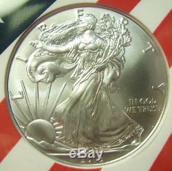 2018 American Silver Eagle $1 NGC MS 70 Limited Edition NGC Flag Core
