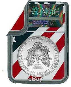 2018 MS70 NGC NEW YEAR'S EDITION FLAG LABEL AMERICAN SILVER EAGLE ASE COIN WithBOX