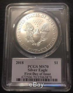 2018 Pcgs Ms70 Silver Eagle Cleveland Signed Native American Pop 33 Fdoi $1 Coin