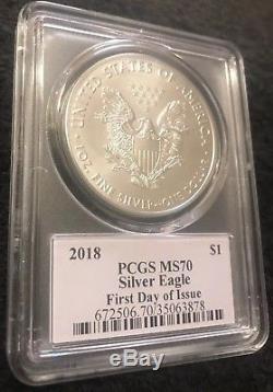 2018 Pcgs Ms70 Silver Eagle Cleveland Signed Native American Pop 33 Fdoi $1 Coin
