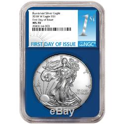 2018 (W) $1 American Silver Eagle 3 pc. Set NGC MS70 FDI First Label Red White B