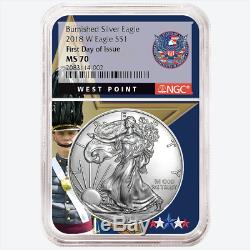 2018-W Burnished $1 American Silver Eagle NGC MS70 FDI West Point Core