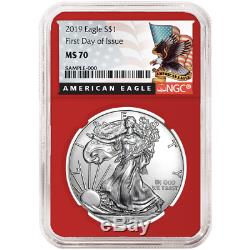 2019 $1 American Silver Eagle 3 pc. Set NGC MS70 Black FDI Label Red White Blue