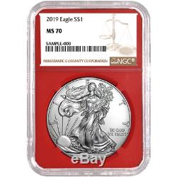 2019 $1 American Silver Eagle 3 pc. Set NGC MS70 Brown Label Red White Blue