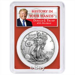 2019 $1 American Silver Eagle 3pc. Set PCGS MS69 Trump Label Red White Blue