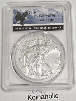 2019-2020 $1 American Silver Eagle PCGS MS70 Bald Eagle Label, Set Of 2 Coins