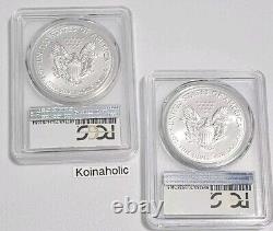 2019-2020 $1 American Silver Eagle PCGS MS70 Bald Eagle Label, Set Of 2 Coins