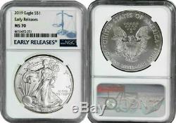 2019 American Silver Eagle NGC MS-70 Early Release Lot of 10