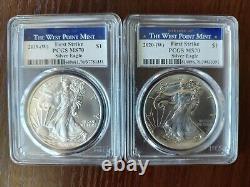 2019 And 2020 W American Silver Eagle PCGS MS-70 First Strike. 2 Coin Lot