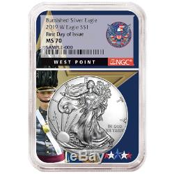 2019-W Burnished $1 American Silver Eagle NGC MS70 FDI West Point Core