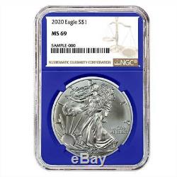 2020 $1 American Silver Eagle 3pc. Set NGC MS69 Brown Label Red White Blue