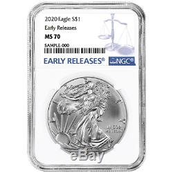 2020 $1 American Silver Eagle 3pc. Set NGC MS70 Blue ER Label Red White Blue