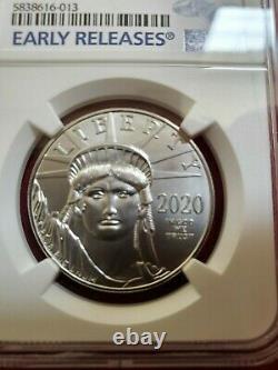 2020 $100 American Platinum Eagle 1 oz. NGC MS70 Blue ER Label
