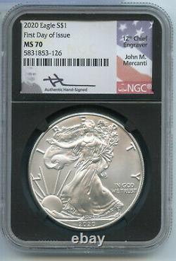 2020 American Eagle Silver Dollar NGC MS70 First Day Mercanti Signature BX495