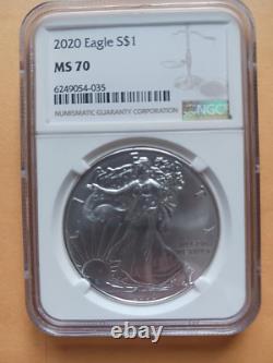 2020 American Silver Eagle MS70 brown label