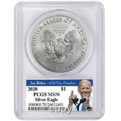2020 American Silver Eagle PCGS MS70 in Joe Biden For President Label