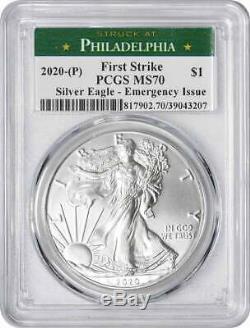 2020-(P) $1 American Silver Eagle Emergency Issue MS70 FS PCGS Struck at Philly