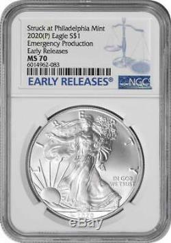 2020-(P) $1 American Silver Eagle Emergency Production MS70 Early Releases NGC
