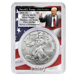 2020 (P) $1 American Silver Eagle PCGS MS70 Emergency Production FS Trump 45th P