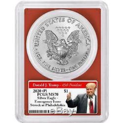 2020 (P) $1 American Silver Eagle PCGS MS70 Emergency Production Trump 2020 Labe