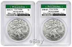 2020 (P) $1 American Silver Eagle PCGS MS70 & MS69 Emergency Production FS PA