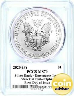 2020 (P) $1 Silver Eagle Philadelphia Emergency Issue PCGS MS70 FDOI Mercanti
